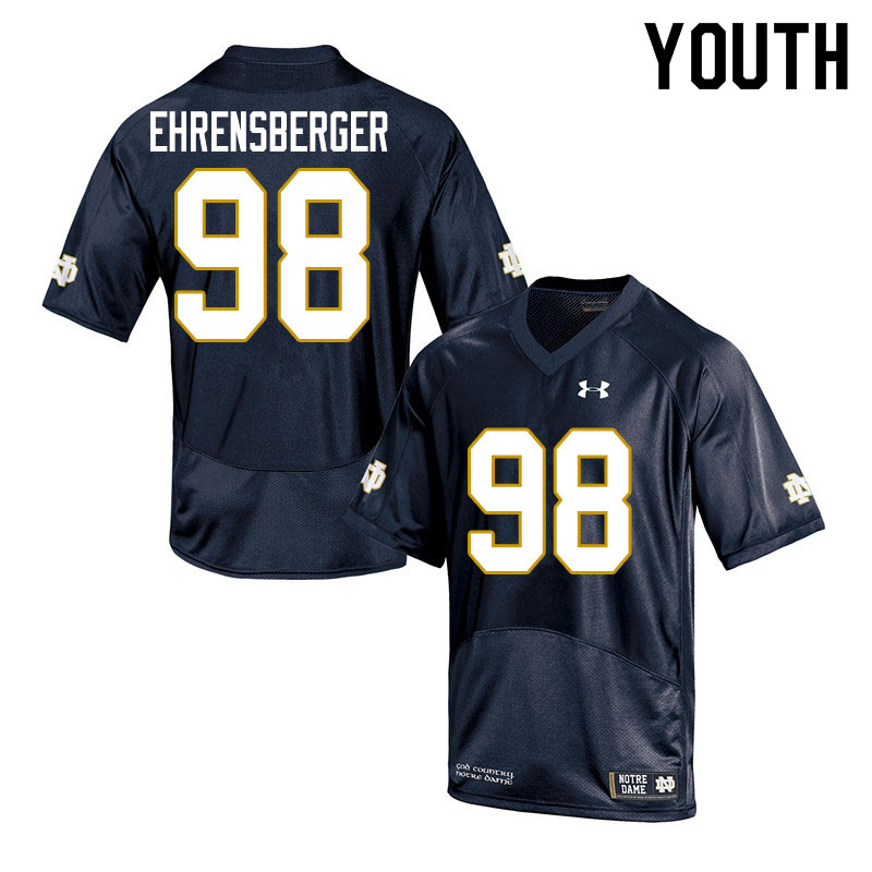 Youth NCAA Notre Dame Fighting Irish #98 Alexander Ehrensberger Stitched College Under Armour Authentic Navy Football Jersey WC10U75RH